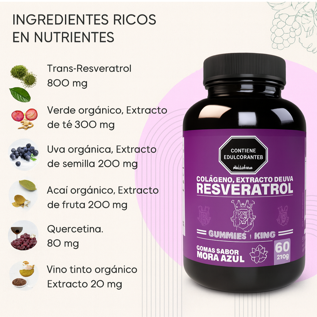 Gomas Antioxidantes con Colágeno y Resveratrol – Para qué sirve y beneficios | 60 unidades